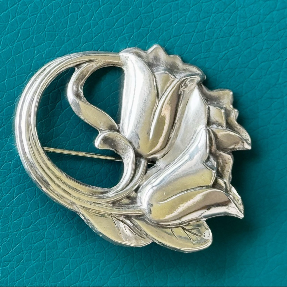 VTG Art Nouveau Style Marked Sterling Silver Tulip Brooch Pin Great Condition! - Picture 2 of 10